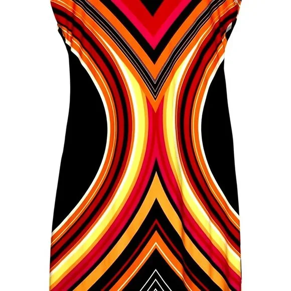 Olivia Matthews Maxi Dress Black & Vibrant Print Sleeveless Stretchy Sz Lg - Picture 4 of 7